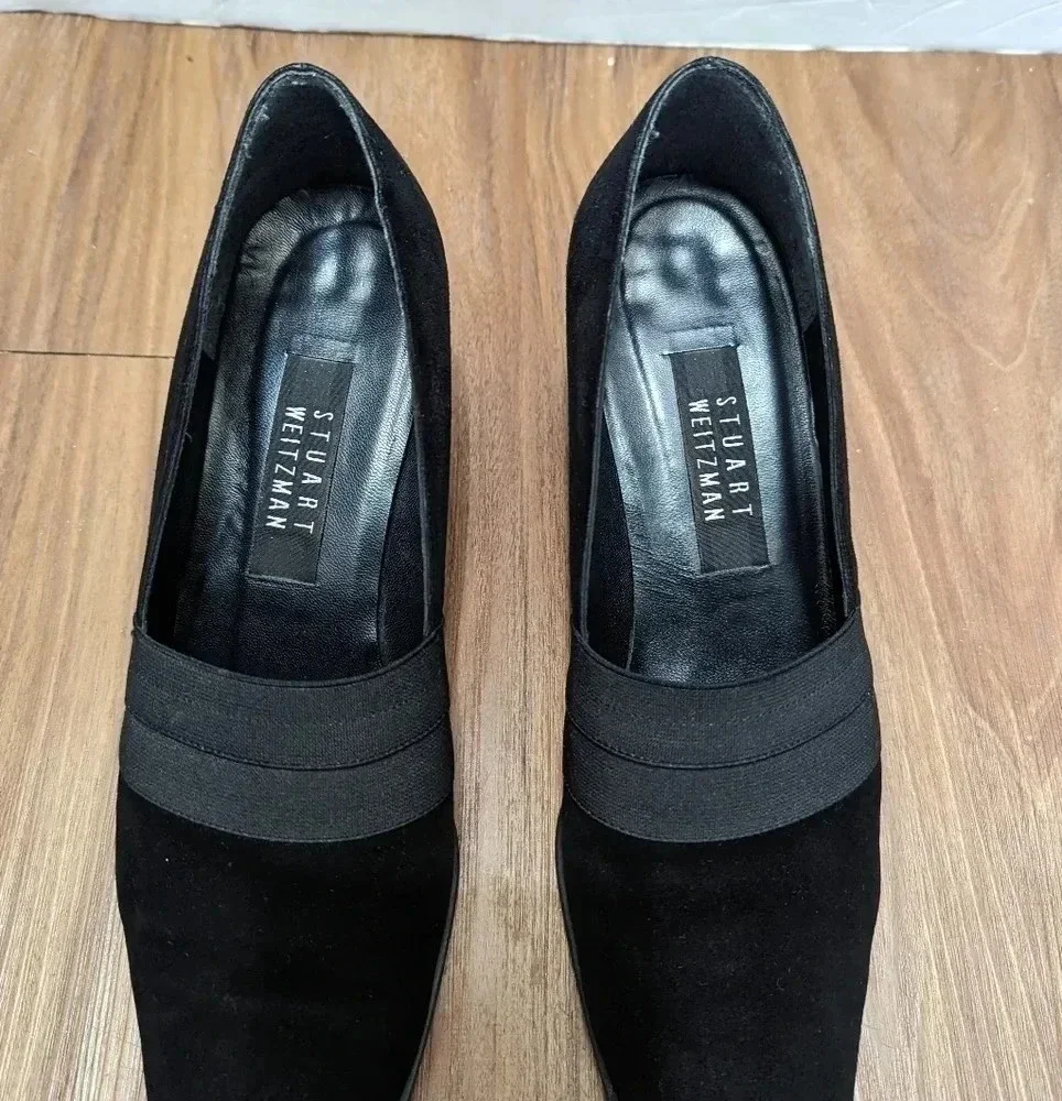 Stuart Weitzman Suede Pump Shoes Women’s Size 9B Black Clog Heel 2W451469 - Picture 3 of 11